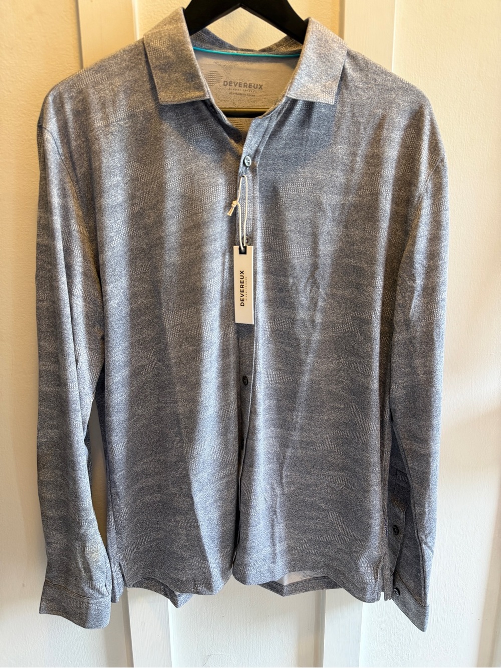 Men's Devereux Long Sleeve Knit Polo in Heather Navy  Blue M NWT MSRP $98